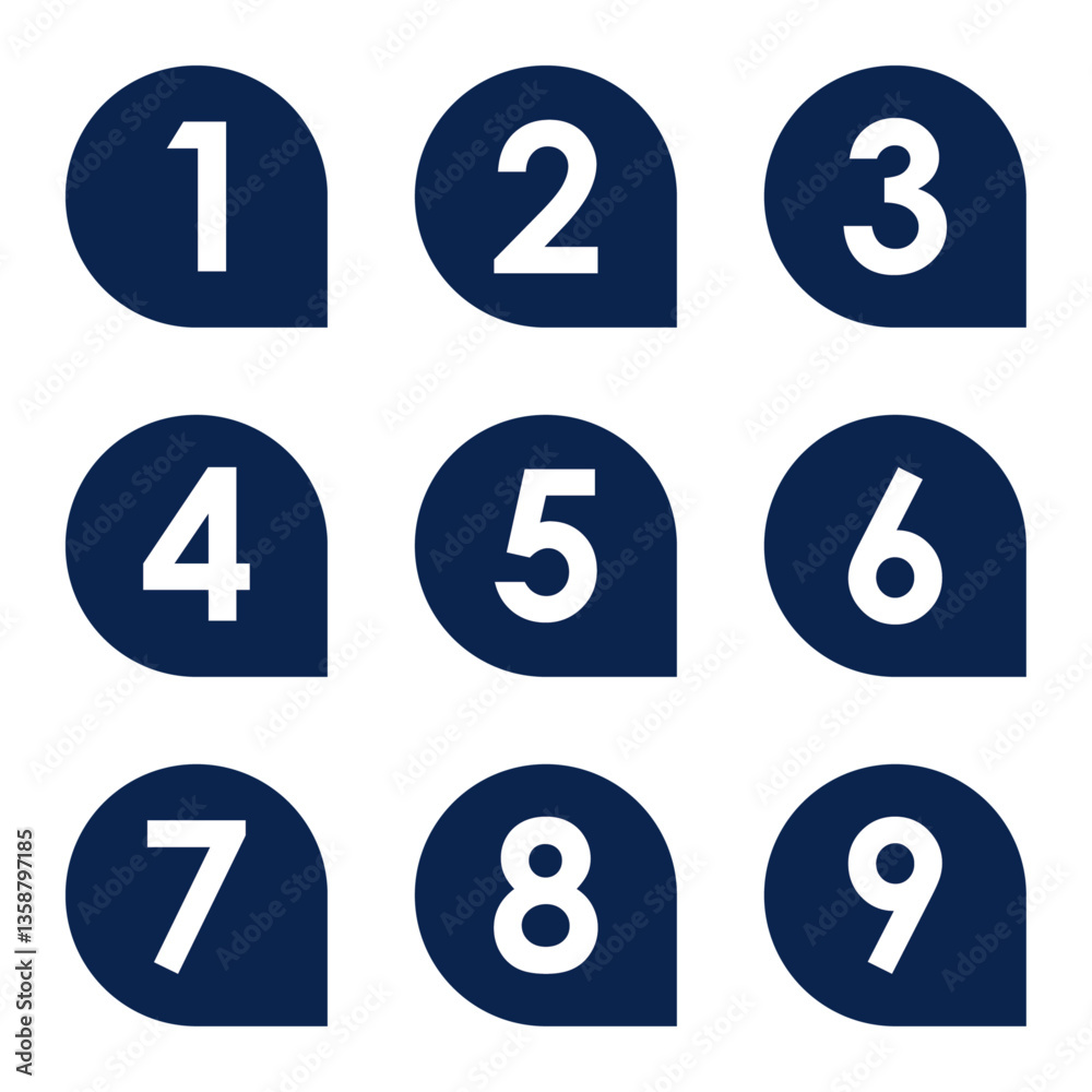 イラスト素材:数字アイコン1~9セット イラスト素材:数字アイコン1~9セット