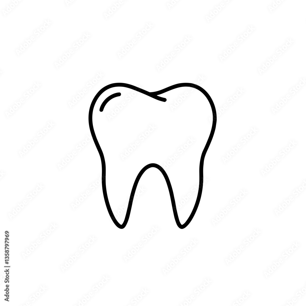 Tooth illustration in minimalist style on a white background Tooth illustration in minimalist style on a white background