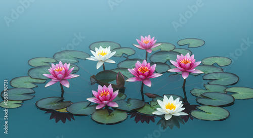 pink water lilies
