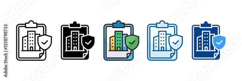 Insurance Policy Icon Set Multiple Style Collection