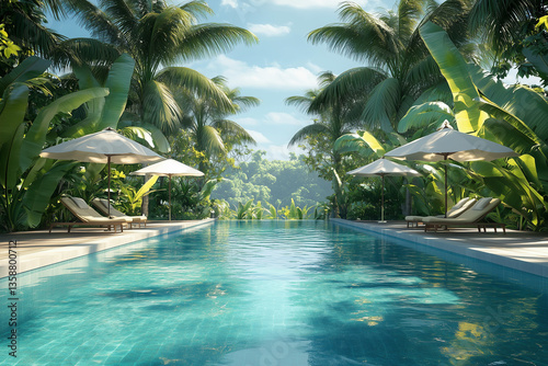 swimming pool with palm trees