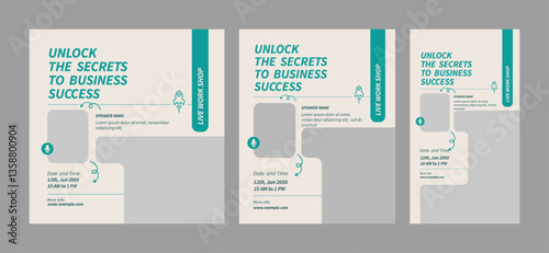 Workshop Social Template for Online Business Events, Webinar and Training Course Promotional Design, Editable Social for Live Sessions