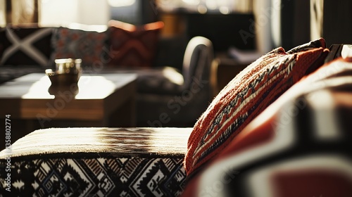 Boho-inspired sitting room with cozy design elements, soft natural light, and a warm, inviting atmosphere.
