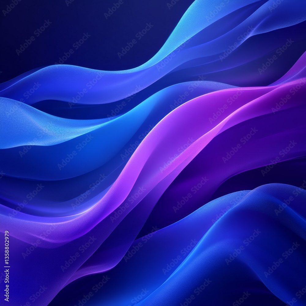 Obraz premium Abstract Blue and Purple Wavy Fabric Background with Smooth Flowing Lines and Soft Lighting