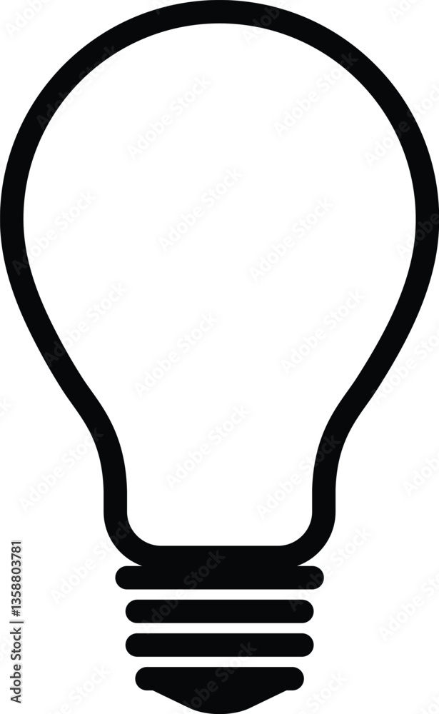 A Simple Light Bulb Icon Line Art Vector Illustration on White Background. A Simple Light Bulb Icon Line Art Vector Illustration on White Background.