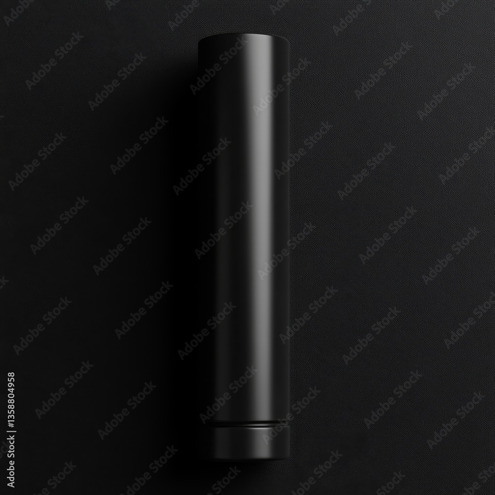 Elegant Dark Cylinder on Textured Black Surface: A Study in Minimalist Design and Sophisticated Contrast Elegant Dark Cylinder on Textured Black Surface: A Study in Minimalist Design and Sophisticated Contrast