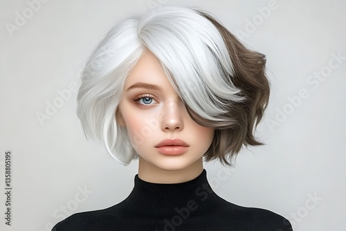 Wallpaper Mural Urban vibe fashion photography of a woman with icy blonde streaks in ash brown hair Torontodigital.ca