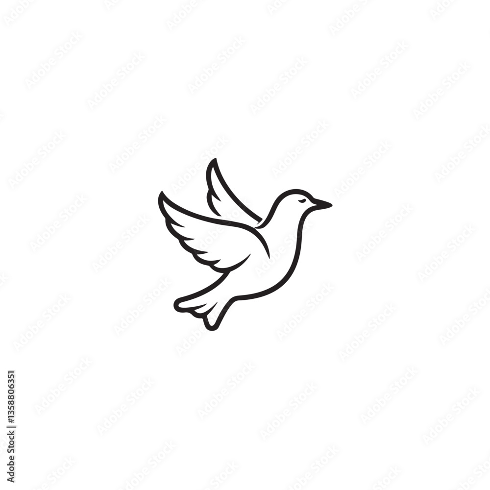A simple, yet elegant line drawing of a dove in flight, representing peace, hope, and freedom.