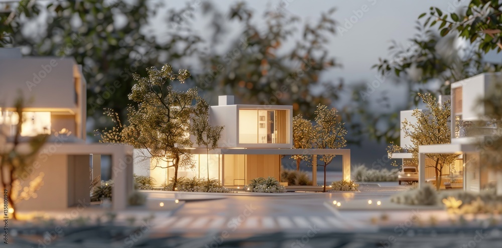 Fototapeta premium small country house model with trees