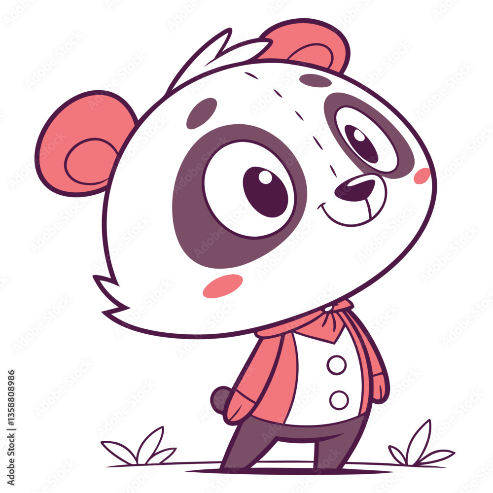 Obraz premium Cute Cartoon Panda Wearing a Red Sweater, Ai generated