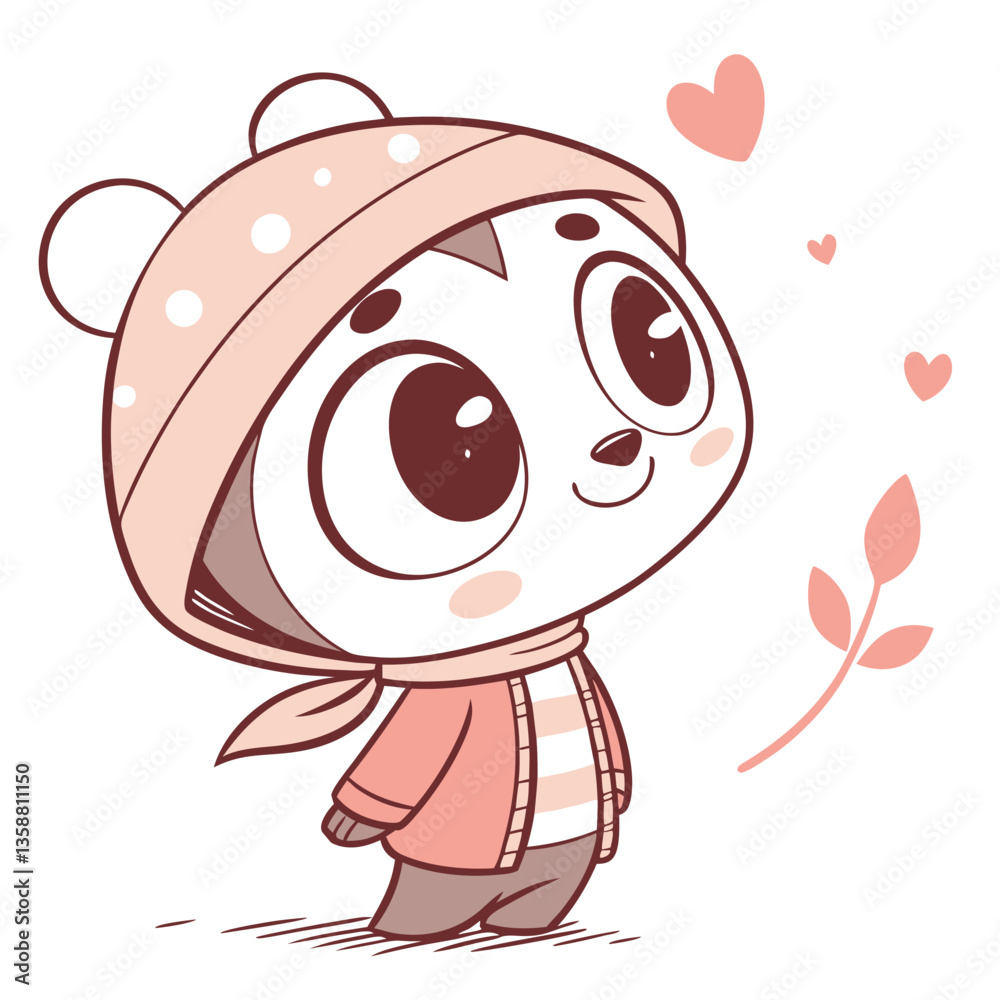 Obraz premium Cute Cartoon Panda Wearing a Red Sweater, Ai generated