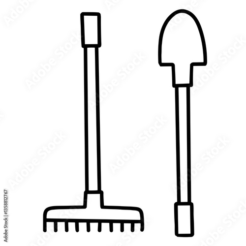 set of black silhouettes of tools