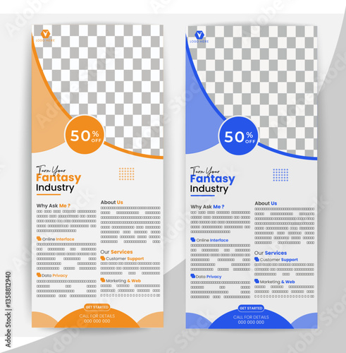 Roll-up banner stands template design layout. editable roll-up banner vector template	