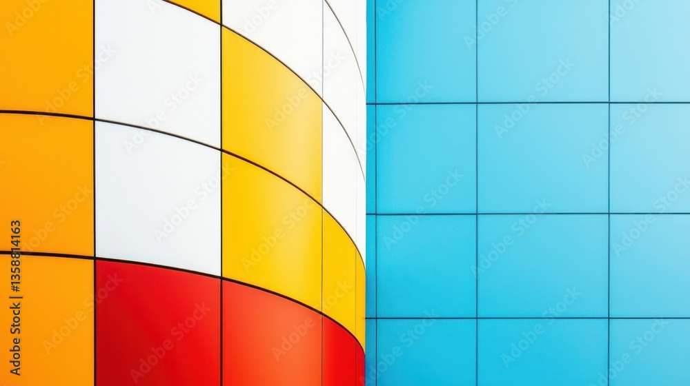 Fototapeta premium Vibrant abstract architecture showcasing colorful designs urban setting digital imagery contemporary viewpoint