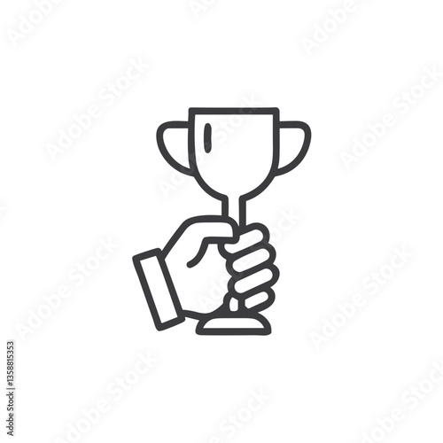 Hand Holding Trophy Icon for Achievement Apps, Competition Websites, Award Graphics, Sports Platforms and Educational Gamification Systems