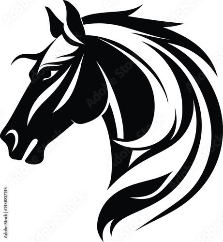 A Beautiful Horse Head Icon Vector Illustration on White Background.
