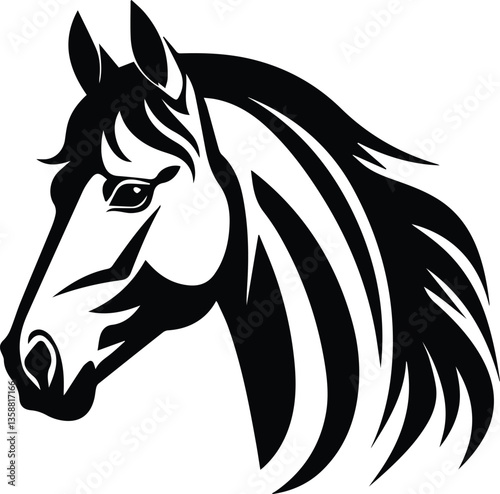 A Beautiful Horse Head Icon Vector Illustration on White Background.