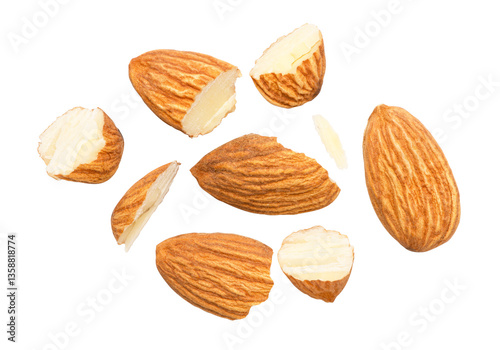 almonds isolated on white background
