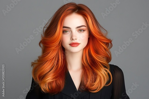 Wallpaper Mural High-contrast urban photoshoot featuring model in cherry red and fiery orange fashion Torontodigital.ca