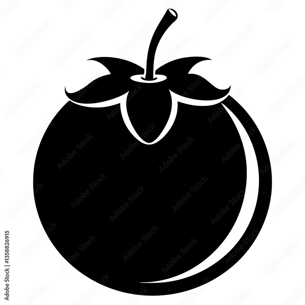 Mango Steen fruit silhouette vector illustration