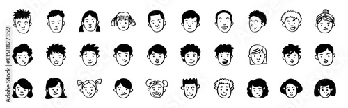 set of cute head character illustration