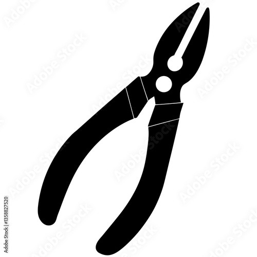 Needle nose pliers silhouette vector illustration 
