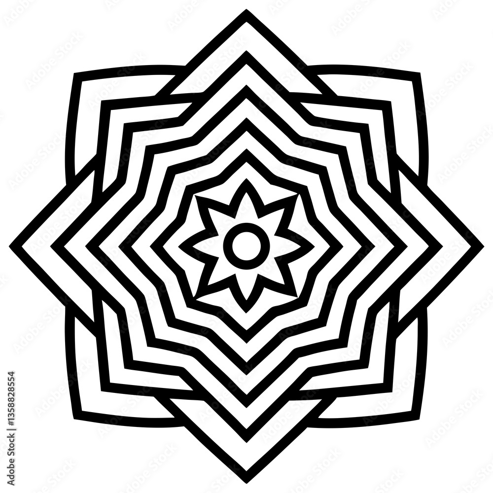 Psychedelic patterns and vibrant colors line art vector illustration