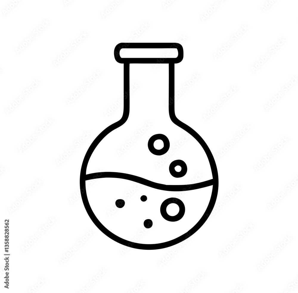 Lab Beaker with Organisms in Minimalist Style Lab Beaker with Organisms in Minimalist Style