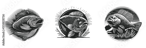 Hand Drawn Illustrations of Fish in Various Artistic Styles
