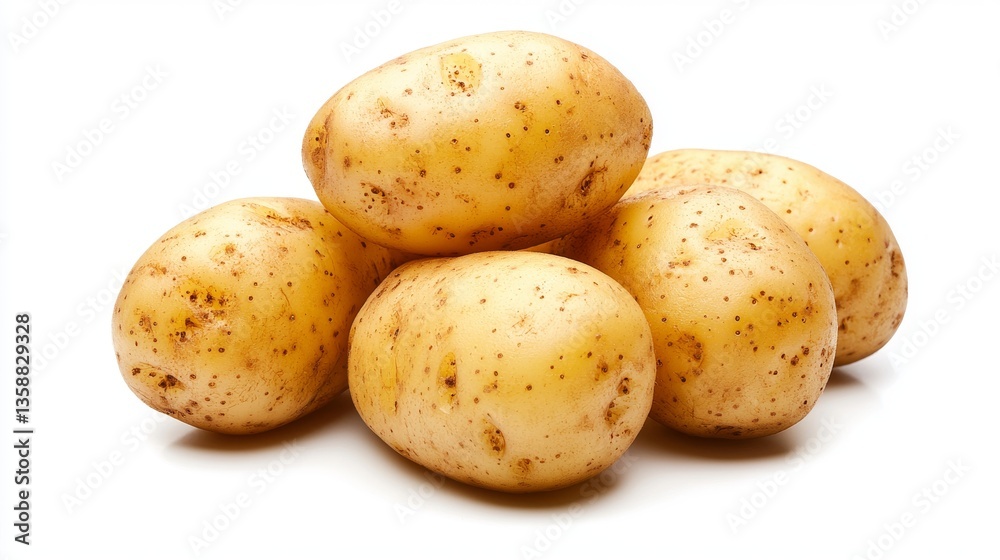 Fresh Organic Potatoes A Pile of Yellow Potatoes Isolated on White Background Fresh Organic Potatoes A Pile of Yellow Potatoes Isolated on White Background