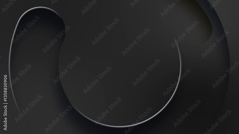 Looping black circle animated abstract geometric monochrome background with empty place for logo or product promotion