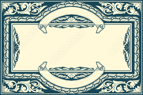 Decorative ornate retro floral blank scroll template
