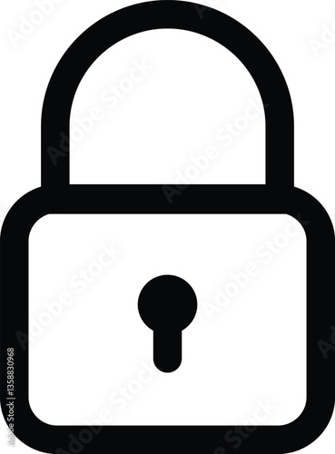 Lock Icon Line Art Vector Illustration. Lock Symbol Isolated on White Background.