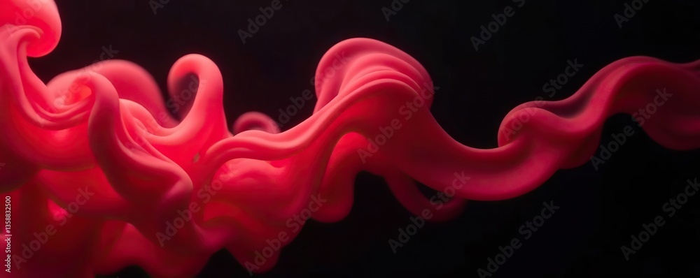 Fototapeta premium Vibrant red smoke billowing against a dark black background, abstract, atmospheric