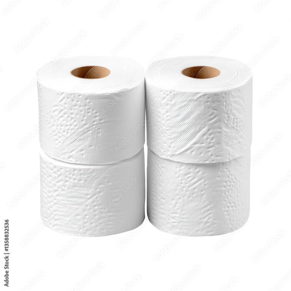 Two rolls of white toilet paper on a transparent background Two rolls of white toilet paper on a transparent background