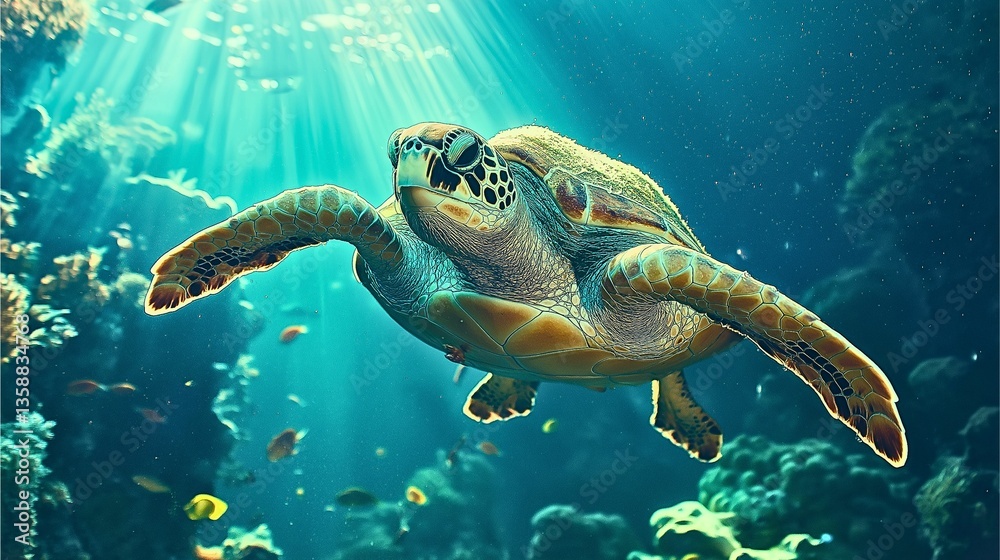 Obraz premium Experience the beauty and serenity of marine ecosystems through the eyes of divers and snorkelers.