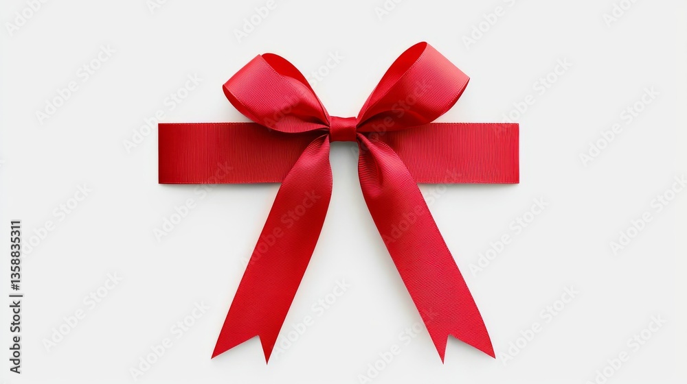 Elegant Red Ribbon Bow Isolated on White Background Perfect for Gift Wrapping or Holiday Designs Elegant Red Ribbon Bow Isolated on White Background Perfect for Gift Wrapping or Holiday Designs