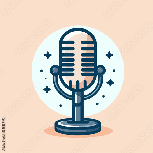 Professional Audio Communication Microphone Vector Illustration