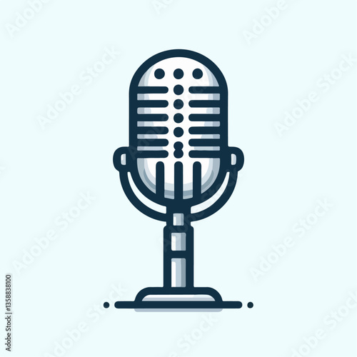 Professional Audio Communication Microphone Vector Illustration