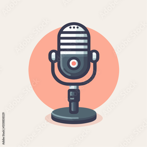 Professional Audio Communication Microphone Vector Illustration