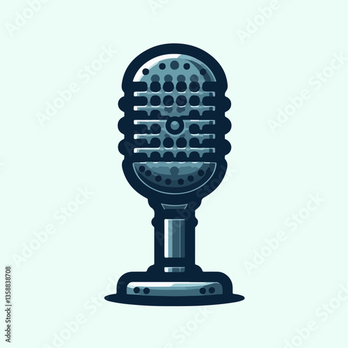 Professional Audio Communication Microphone Vector Illustration