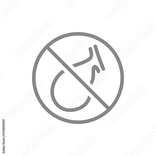 Forbidden sign with gallbladder line icon. Amputation internal organ, no gallbladder, transplant rejection symbol. Vector illustration