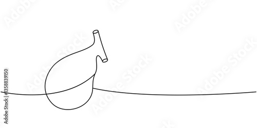 Gallbladder one line continuous drawing. Human internal organ continuous one line illustration.