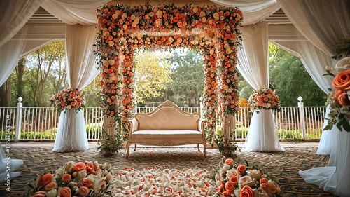 Floral Wedding Arch Outdoor Ceremony Venue