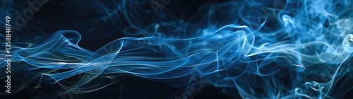 abstract blue smoke waves on dark background
