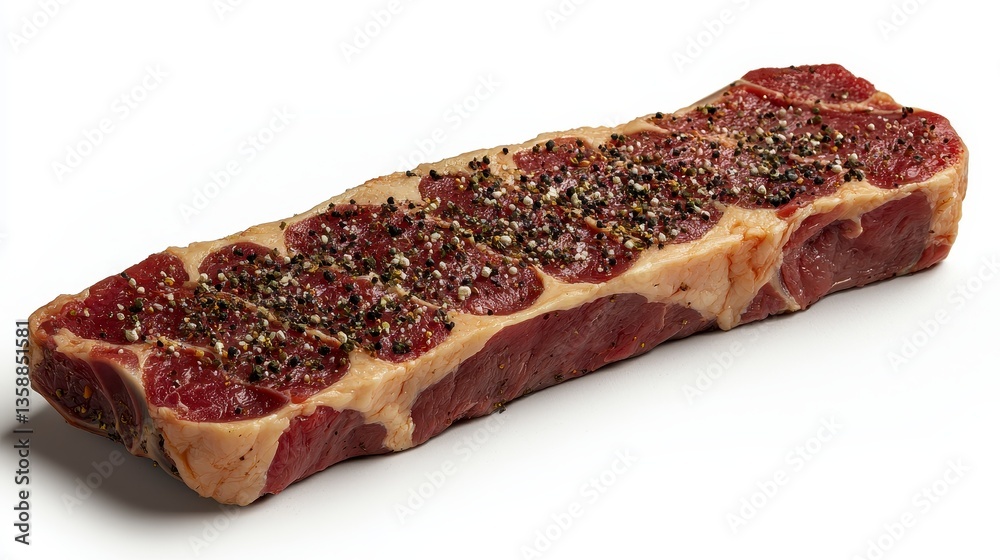 Obraz premium Flavorful piece of juicy meat generously seasoned and beautifully isolated on a white background for culinary display