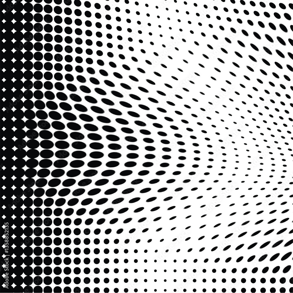 Wavy gradient halftone dots pattern texture background. Vector illustration
Wavy gradient halftone dots pattern texture background. Vector illustration