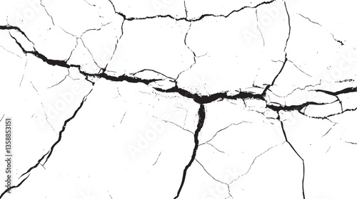 Texture soil dry crack background pattern. black and white vintage of cracked concrete scribble effect.	