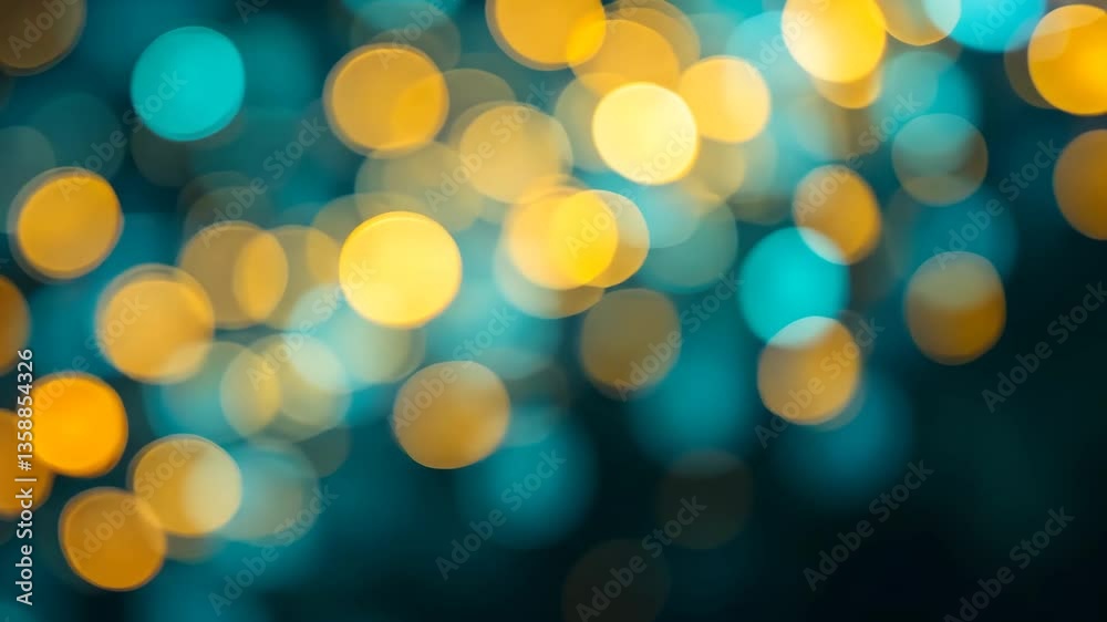 Abstract Bokeh Background with Golden and Teal Circular Lights creating Festive Atmosphere Abstract Bokeh Background with Golden and Teal Circular Lights creating Festive Atmosphere