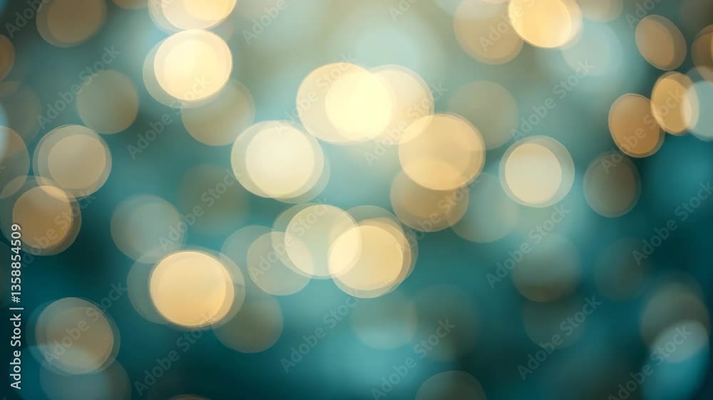Abstract Bokeh Background With Golden Yellow Circles Against Teal Backdrop Abstract Bokeh Background With Golden Yellow Circles Against Teal Backdrop
